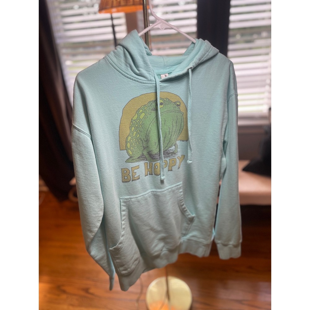 Independent Trading Co Frog Hoodie Unisex Medium Mint Be Hoppy Graphic Cute Fun